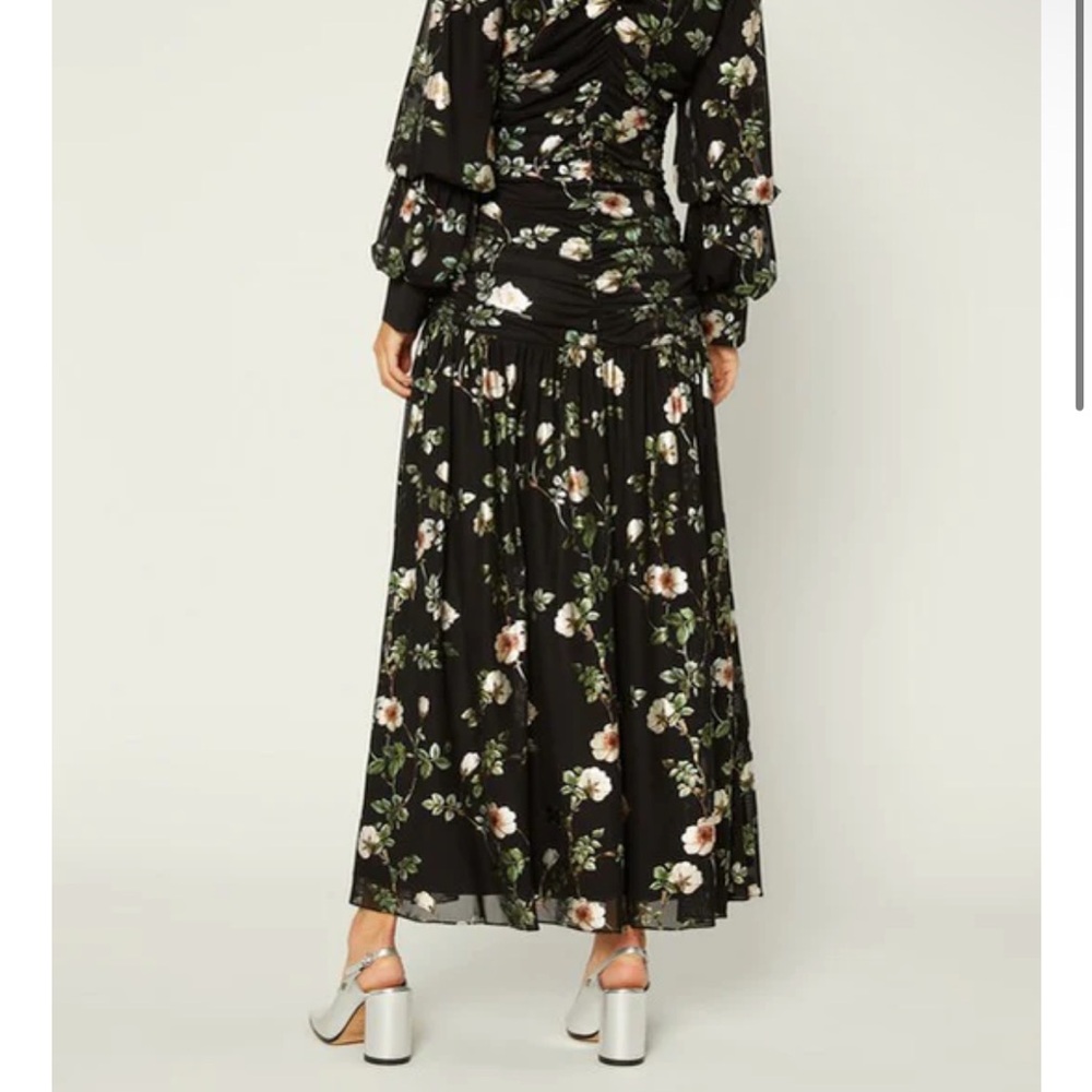 NWT Current Air Floral Long Sleeve Maxi Ruched ruching gown - Picture 7 of 8